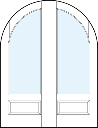 common arch pair of French glass doors with radius top and raised bottom panel
