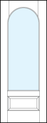 French glass door with radius top and raised bottom panel