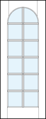 French glass door with 12 square true divided lites design with half circle top arch