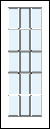 French glass door with solid glass insert and rectangle true divided lites for 15 pane appearance
