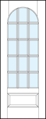 French glass front door with radius top panel, 15 true divided lites and bottom raised panel