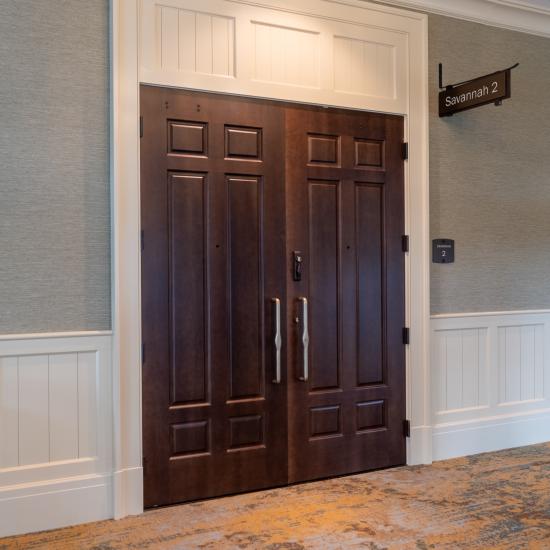 Pair of TS6050 doors in maple with Roman Ogee (OG) sticking and Scoop (B) bladder-pressed panel.