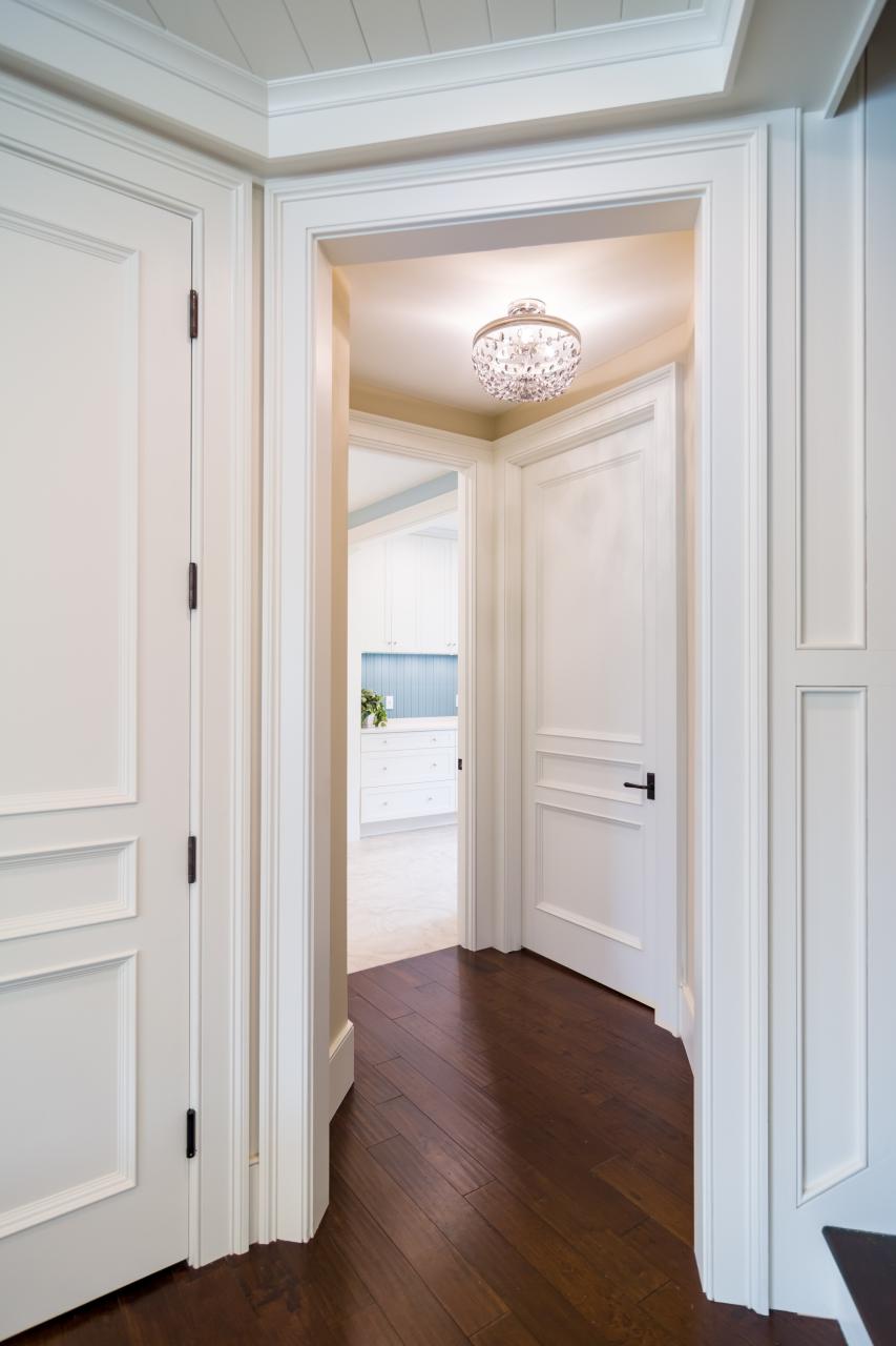 Hallway with TS3070 doors in MDF with Bolection moulding (BM) and Flat (C) panel.