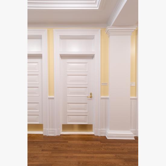 Custom 5-panel door in MDF with Bolection Moulding (BM) and Senior Raised (E) panel.