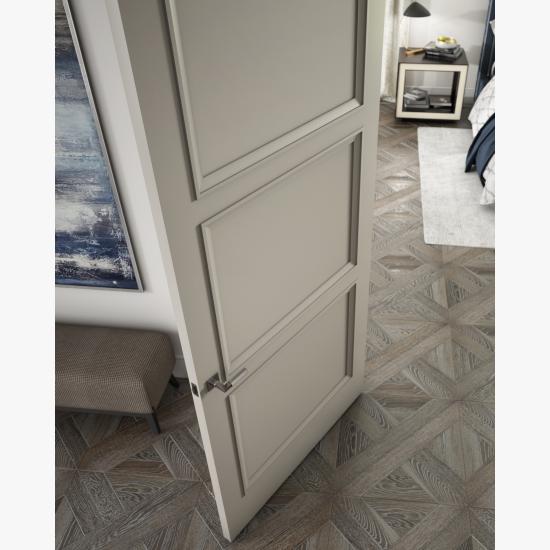 Detail of a TS3000 door in MDF with Evoke (EV) applied moulding and Flat (C) panel.